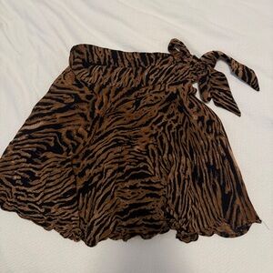 Ganni Black and Brown Animal Print Skirt
